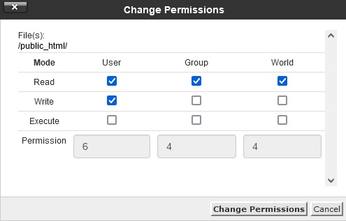 Change Permissions on Cpanel کامل ترین آموزش بکاپ گرفتن از سایت وردپرس