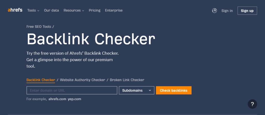 Ahrefs Backlink Checker لیست بهترین ابزارهای رایگان سئو